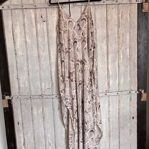 Van Winkle & Co Snake Print Maxi Dress Adjustable Straps Slit Pockets Size L